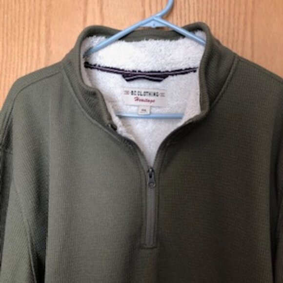 B.C. Clothing Heritage Sherpa Men's Pullover Fleece Lined Waffle Sage Green XXL - Picture 2 of 8